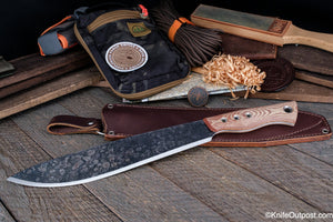 12" Machete - Natural Canvas Micarta - 1075