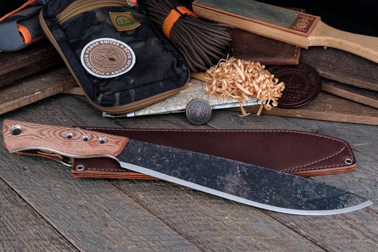 12" Machete - Natural Canvas Micarta - 1075