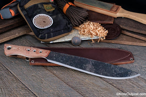 12" Machete - Natural Canvas Micarta - 1075