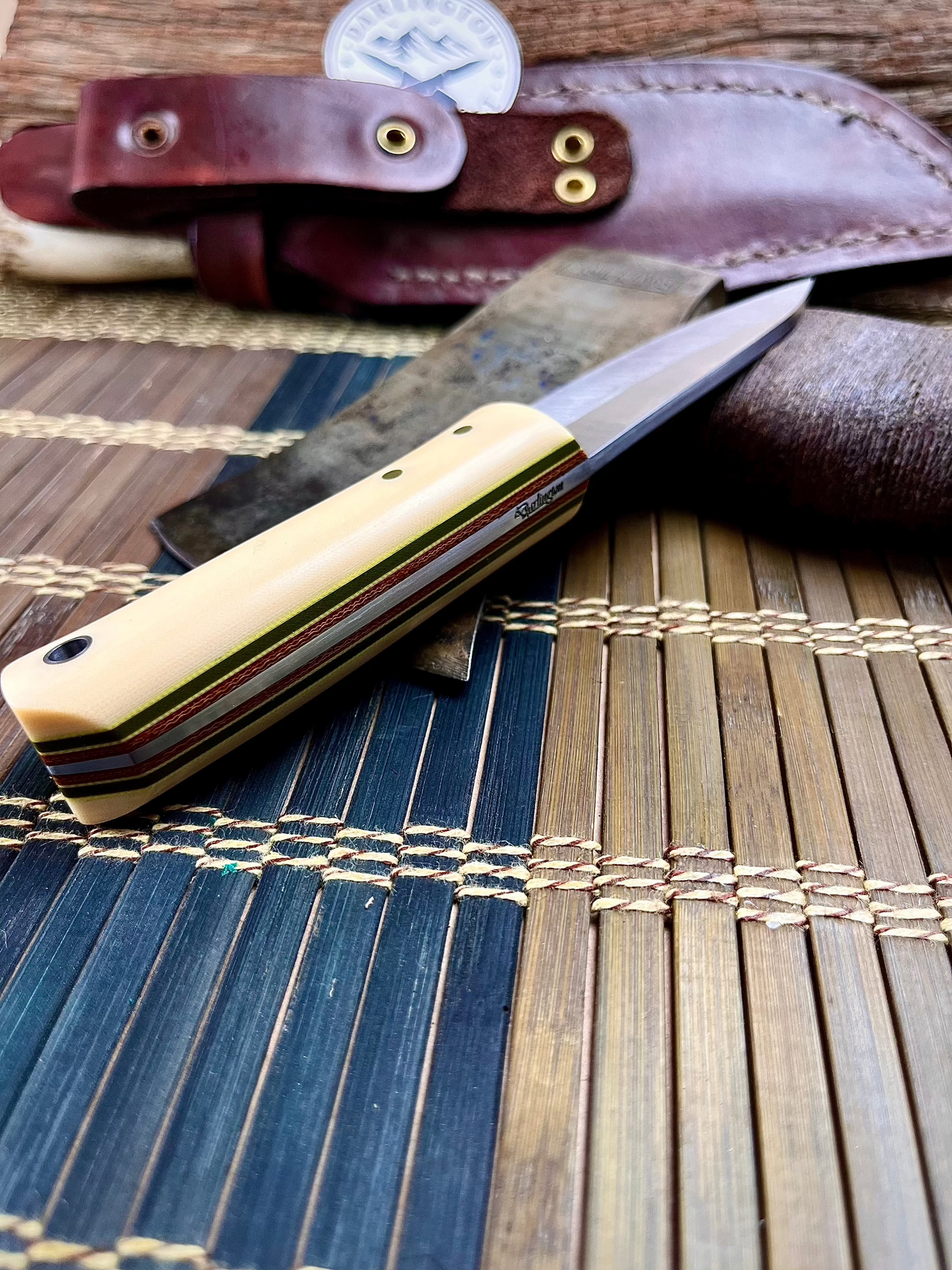 Darlington Steelcraft El Toro - Bone Linen Micarta - Tapered 1084 Steel