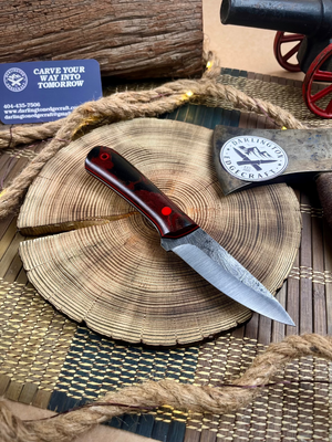 Darlington Edgecraft Sugar - Red Velvet Burl Micarta - Tapered A2 Steel