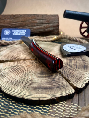 Darlington Edgecraft Sugar - Red Velvet Burl Micarta - Tapered A2 Steel