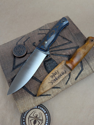 Duke - American Denim Burlap Micarta - Tapered A2 Steel