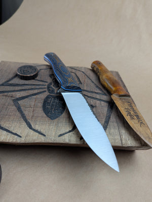 Duke - American Denim Burlap Micarta - Tapered A2 Steel