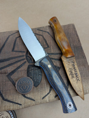 Duke - American Denim Burlap Micarta - Tapered A2 Steel