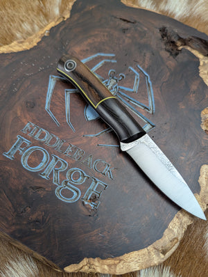 Fiddleback Forge Hiking Buddy - Bolstered Zircote - Tapered A2 Steel