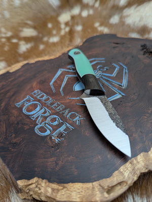 Fiddleback Forge Toboggan - Bolstered Opal G10 - Tapered A2 Steel