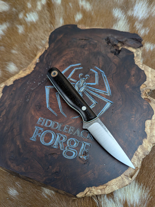 Fiddleback Forge Boudreaux - Blackout Burlap Micarta - Tapered A2 Stee