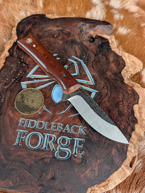 Fiddleback Forge Big Chicken - Vintage Canvas Micarta - Tapered A2 Steel