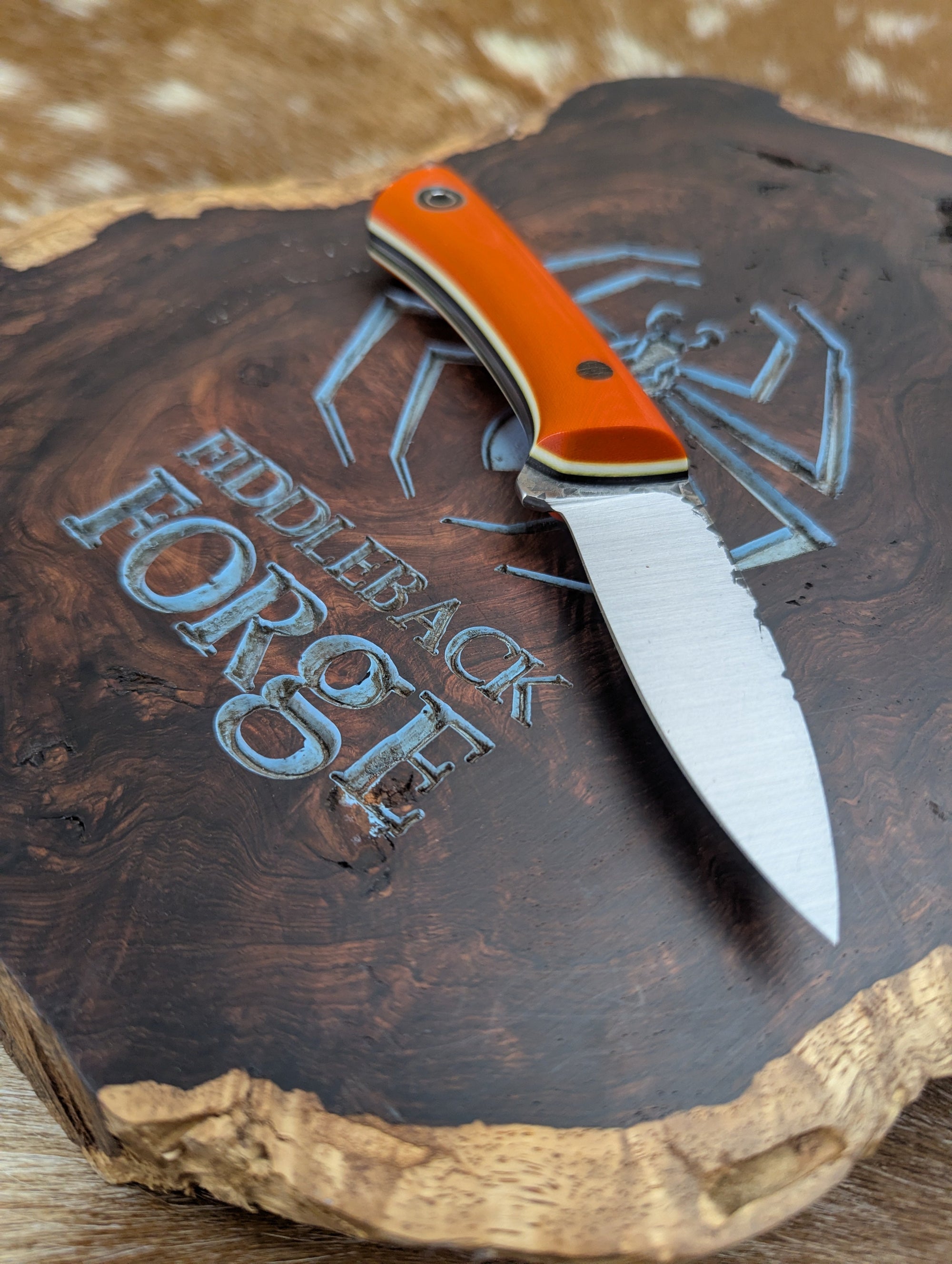 Bushboot -Orange Linen Micarta - Tapered 1084