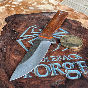 Fiddleback Forge Big Chicken - Vintage Canvas Micarta - Tapered A2 Steel