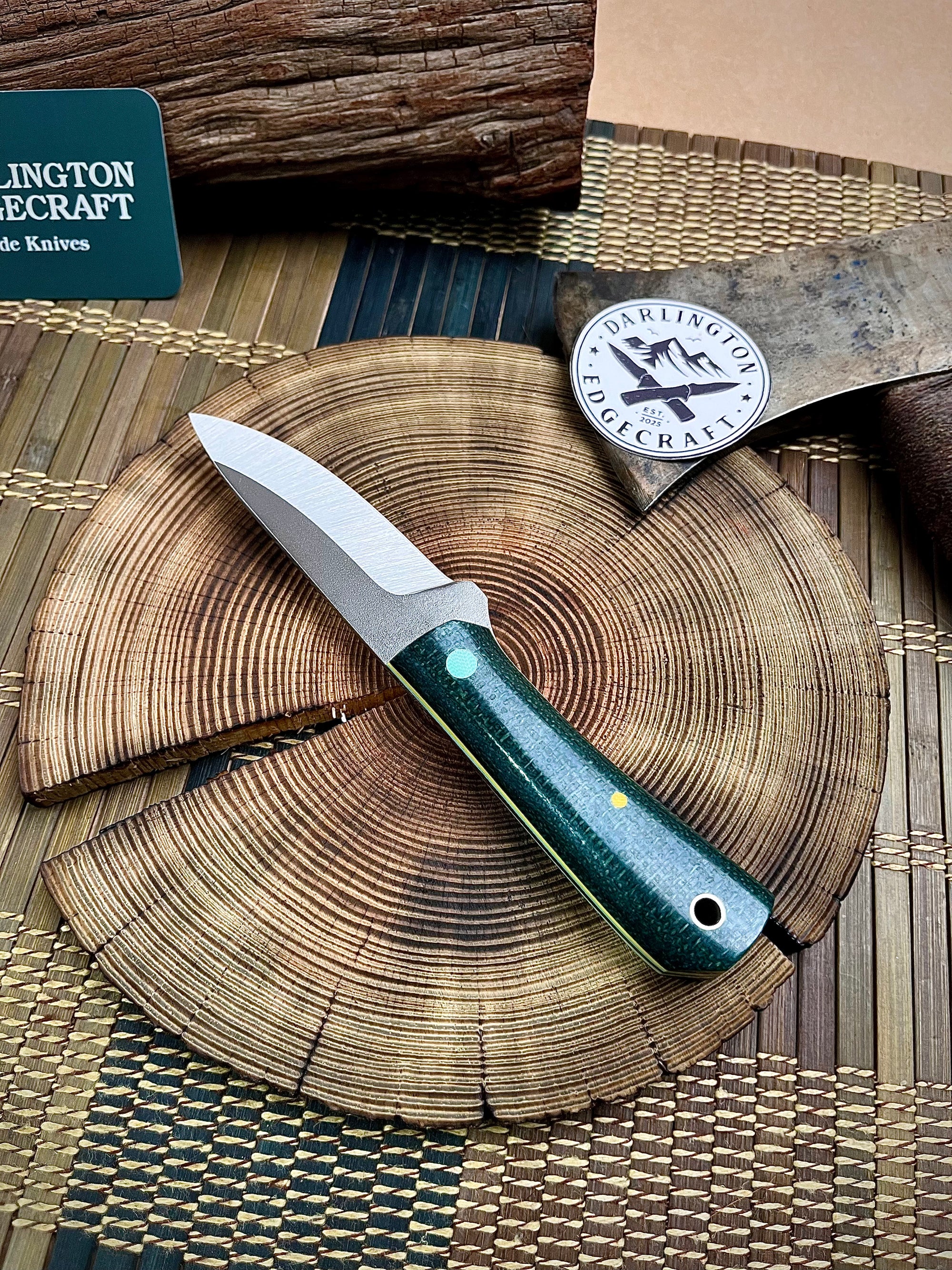 Darlington Edgecraft Sugar - Juniper Green Jute Micarta - Tapered Nitro V Steel