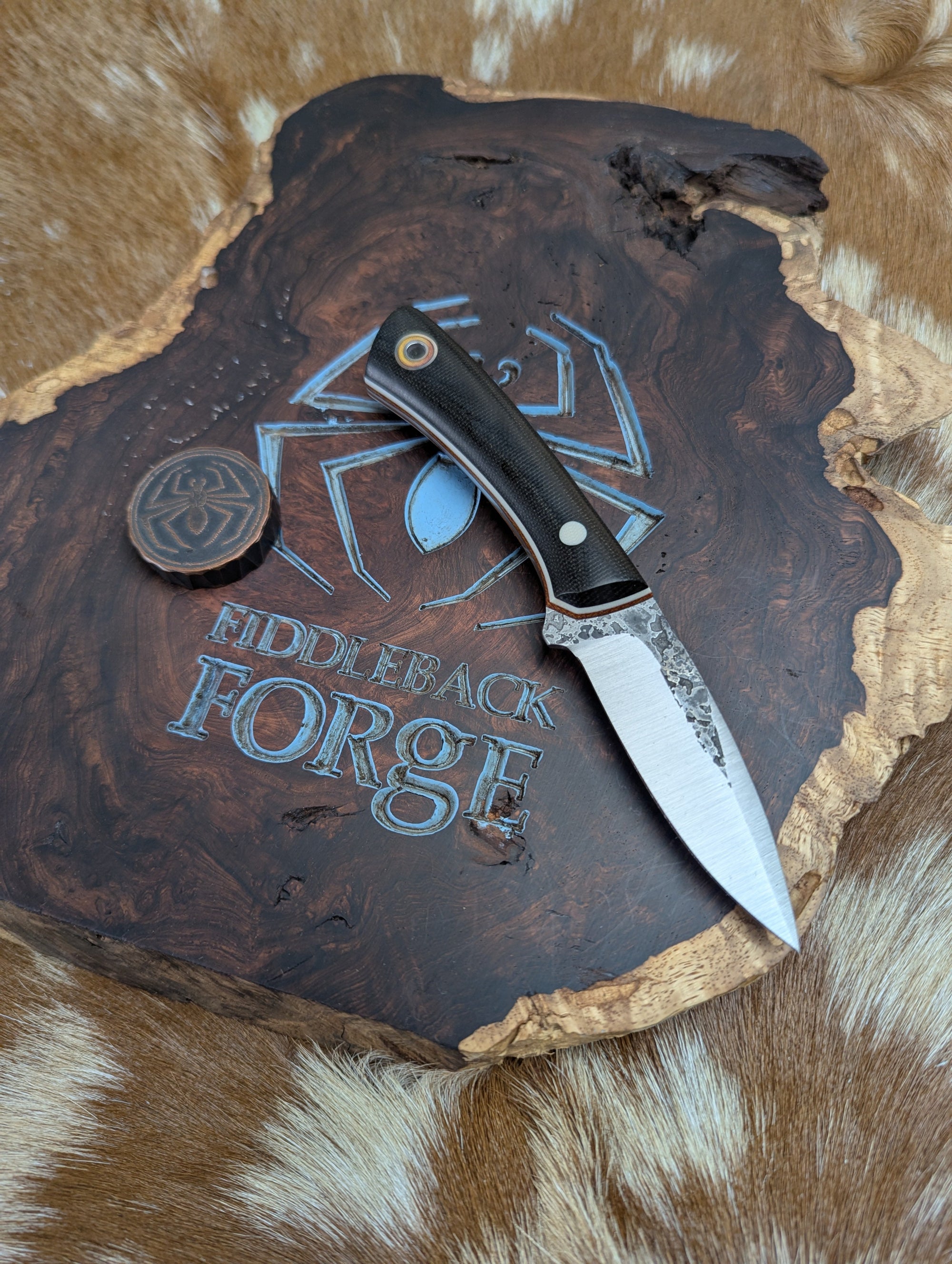 Fiddleback Forge Bushboot - Black Canvas Micarta - Tapered A2 Steel
