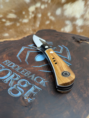 Fiddleback Forge Lonestar EDC - Lovely Warm Olivewood - Tapered Nitro V