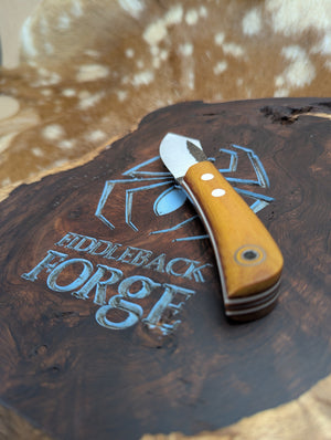 Fiddleback Forge Sylvrfalcen - Vintage Canvas Micarta - Tapered A2 Steel