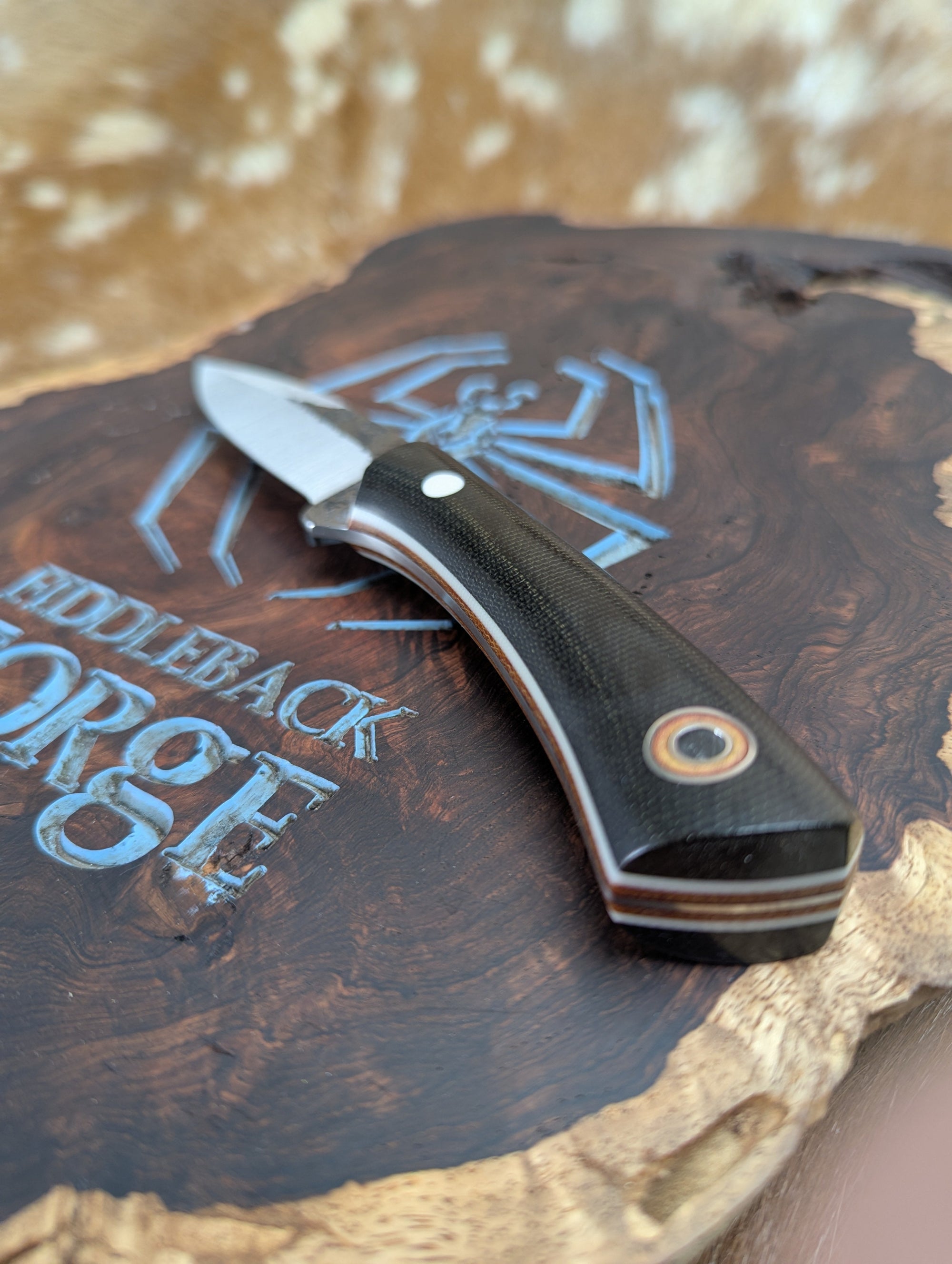 Fiddleback Forge Bushboot - Black Canvas Micarta - Tapered A2 Steel
