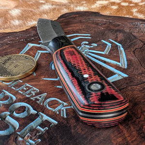 Fiddleback Forge Shogun - Bolstered Black Widow Burlap Micarta - Tapered A2 Steel