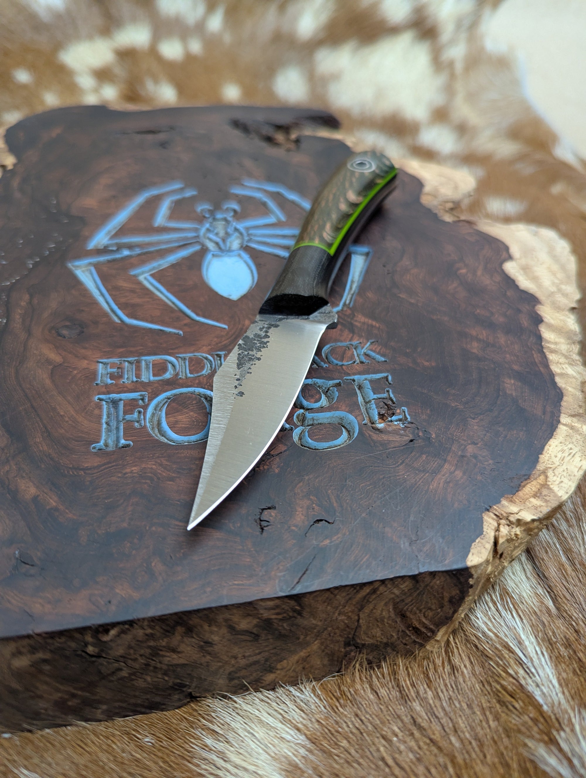 Lonestar EDC - Stabilized and Dyed Leopardwood - Tapered Magnacut Steel