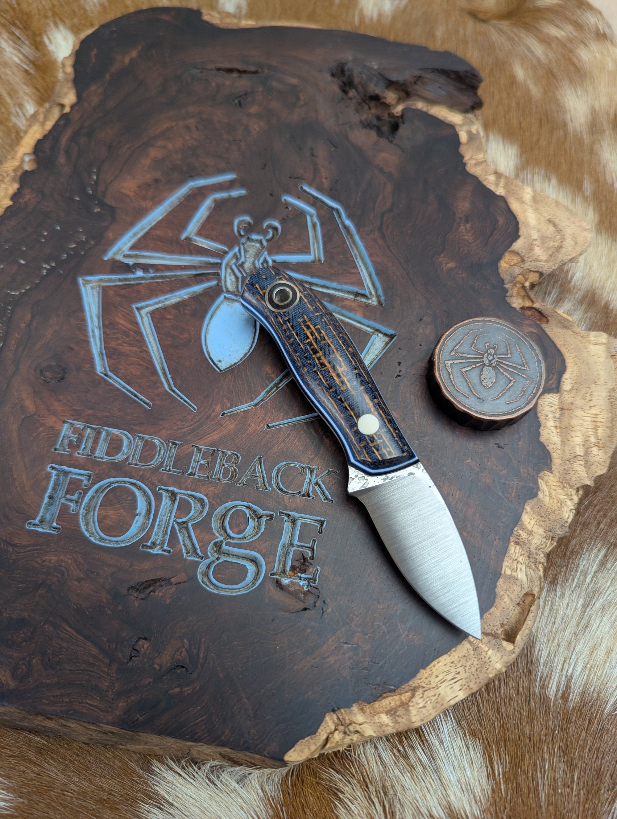 Fiddleback Forge Runt - Blue Jean Burlap - Tapered 1084 Steel