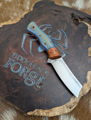 Fiddleback Forge Rebel - Bolstered Blue Cloud G10 - Tapered A2 Steel