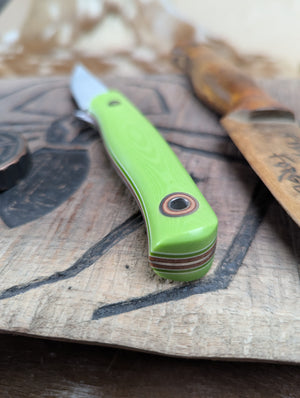 Fiddleback Forge F2 - Tree Frog Linen Micarta - Tapered NitroV