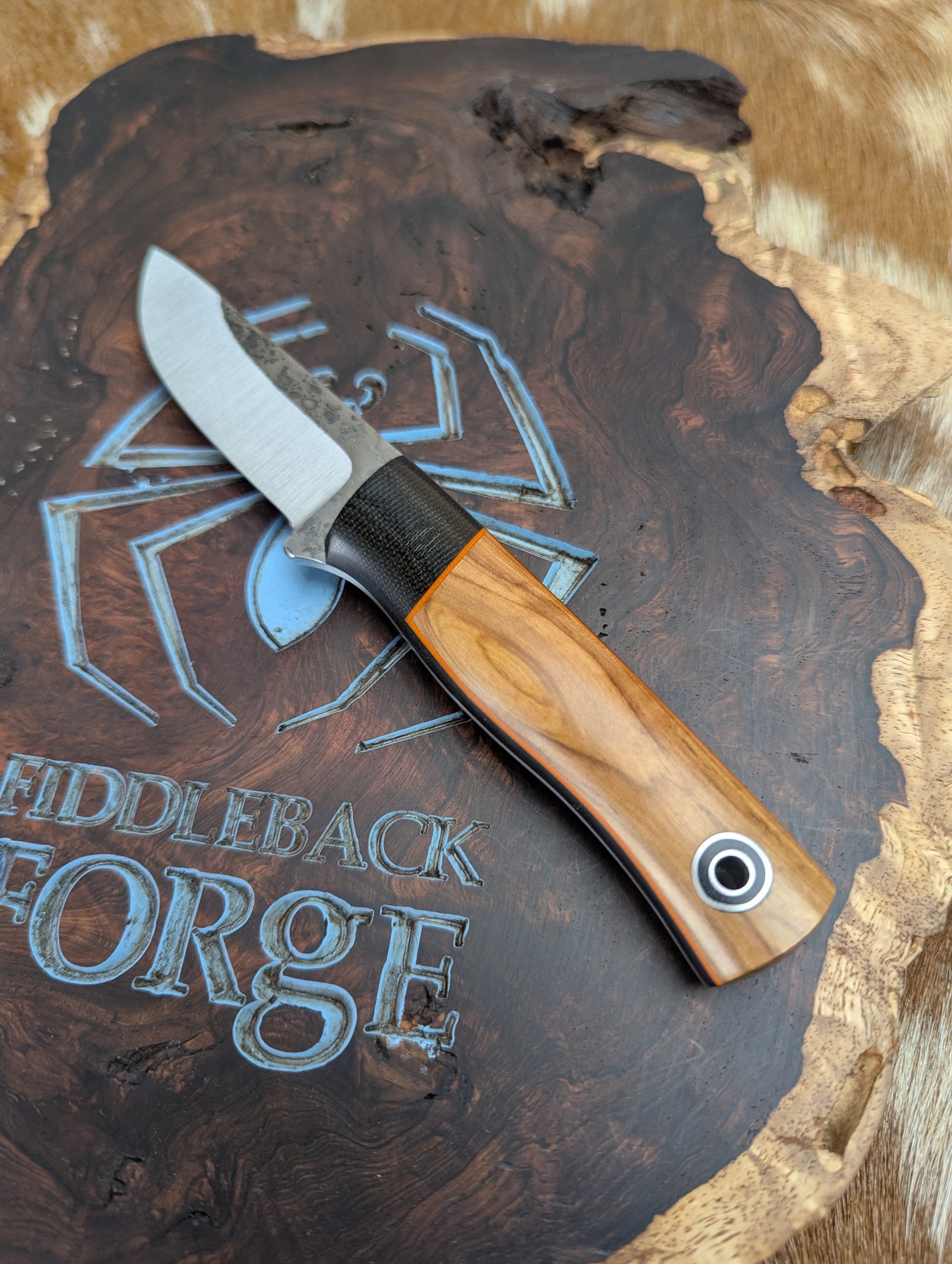 Fiddleback Forge Evangeline - Bolstered Olivewood - Tapered A2 Steel