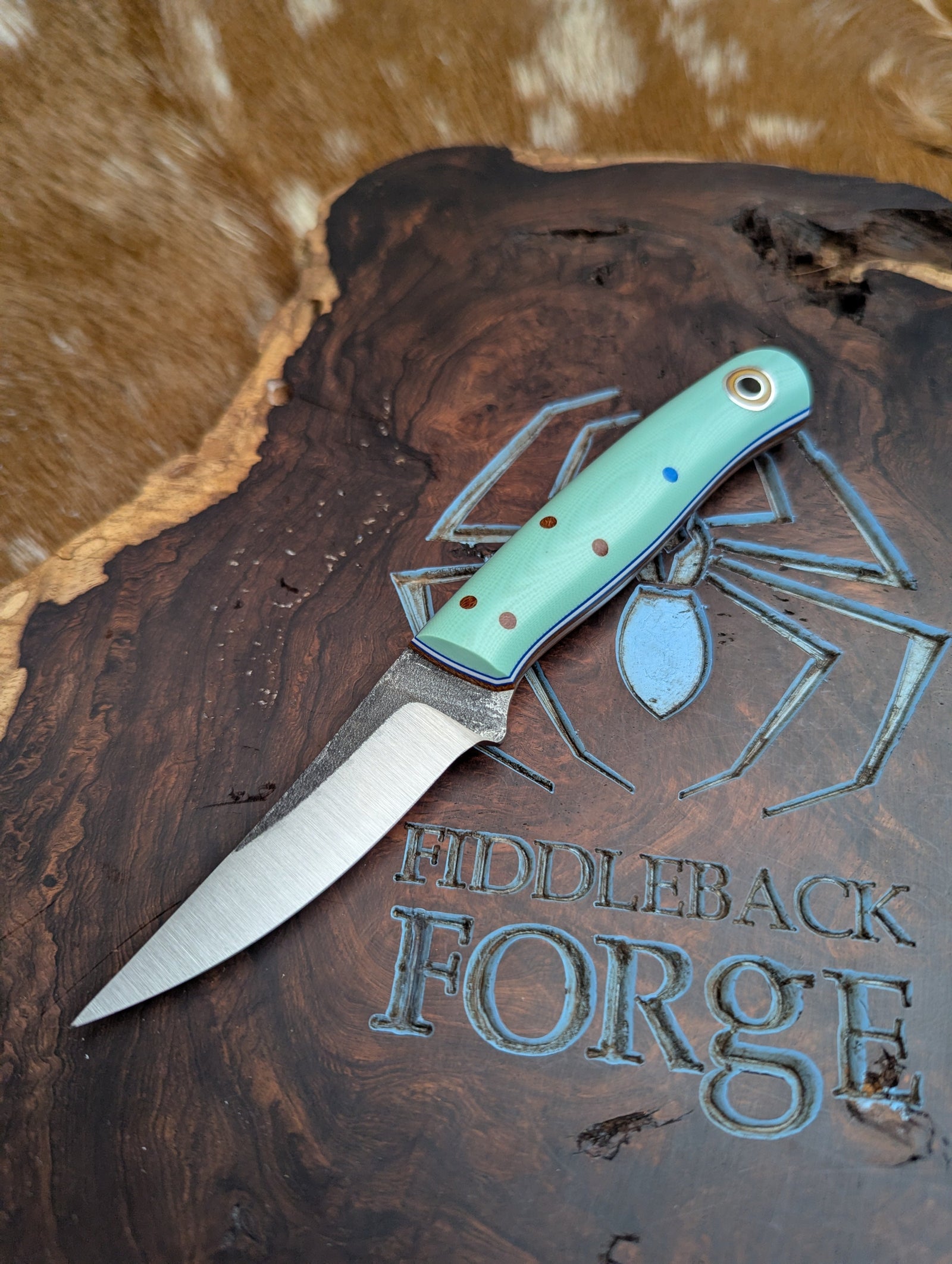 F2 (Fish and Fowl) w Tiffany Blue G10 on Magnacut