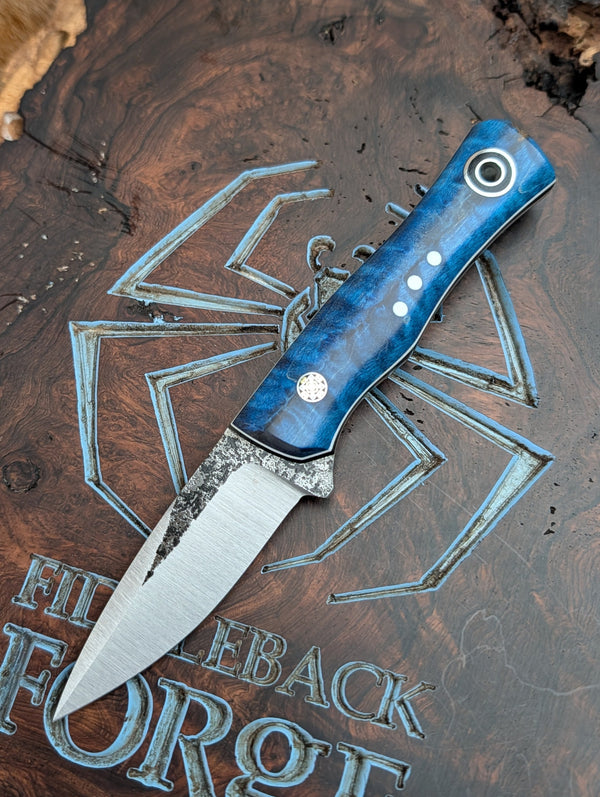 Fiddleback Forge Esquire - Fiery Blue Dyed Curly Maple - Tapered A2 St