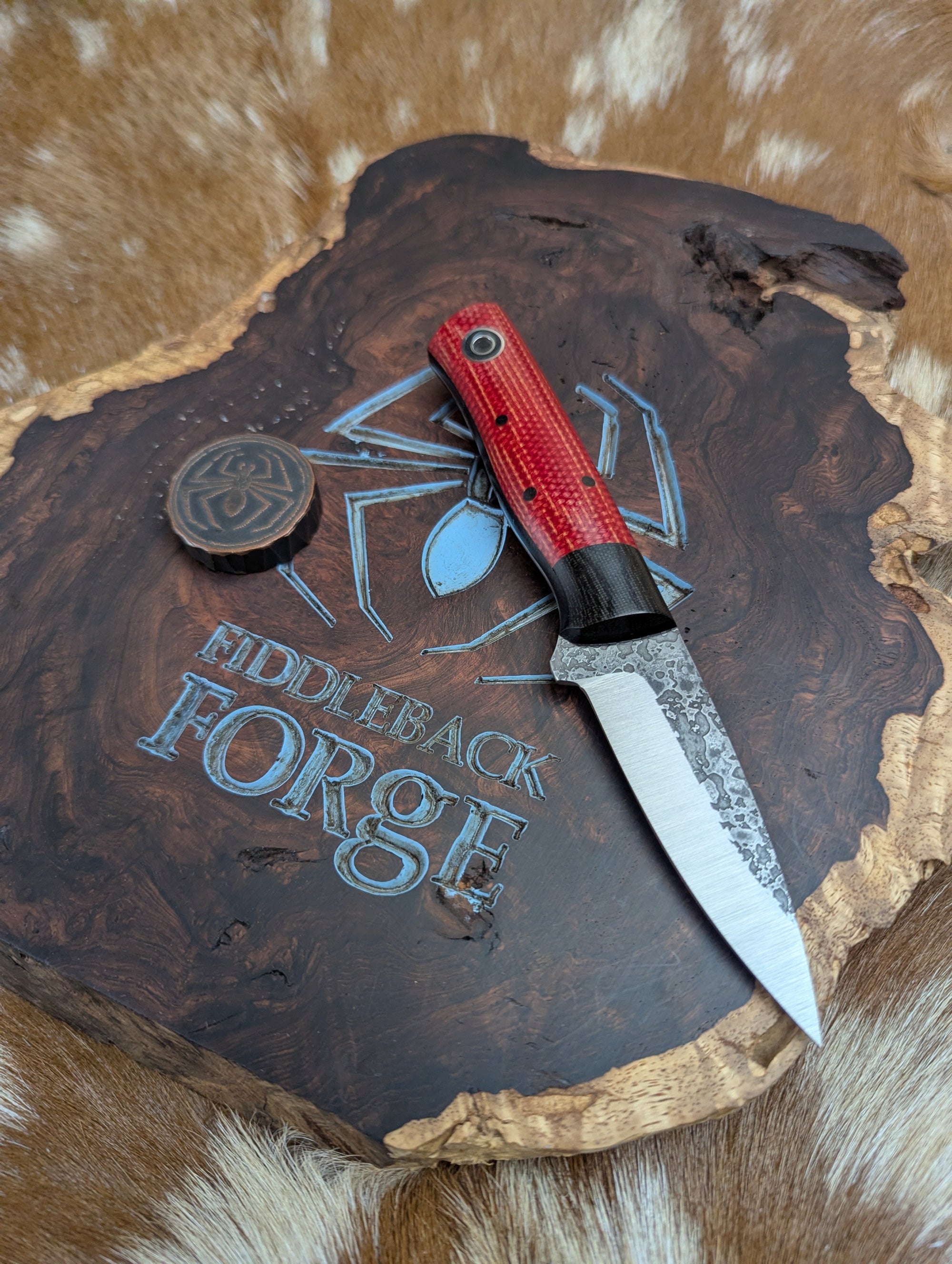 Fiddleback Forge Bear Cub - Bolstered Firedog Canvas - Tapered A2 Steel
