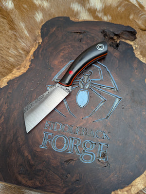 New!!! Fiddleback Forge Bow Legged Belt Knife II - Black Canvas - Tapered 1084 Steel