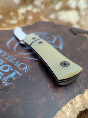 Low Country - White Cloud Jade w Bolsters - Tapered A2 Steel