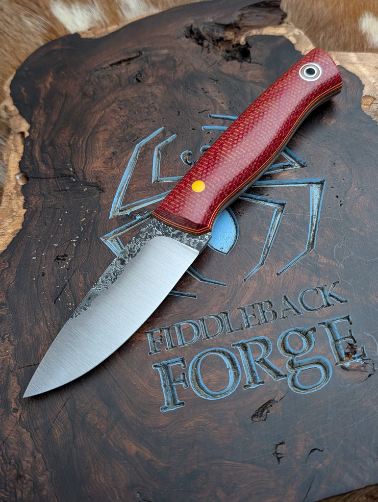 Fiddleback Forge Bushfinger - Bright Red Firedog Canvas Micarta - Tape