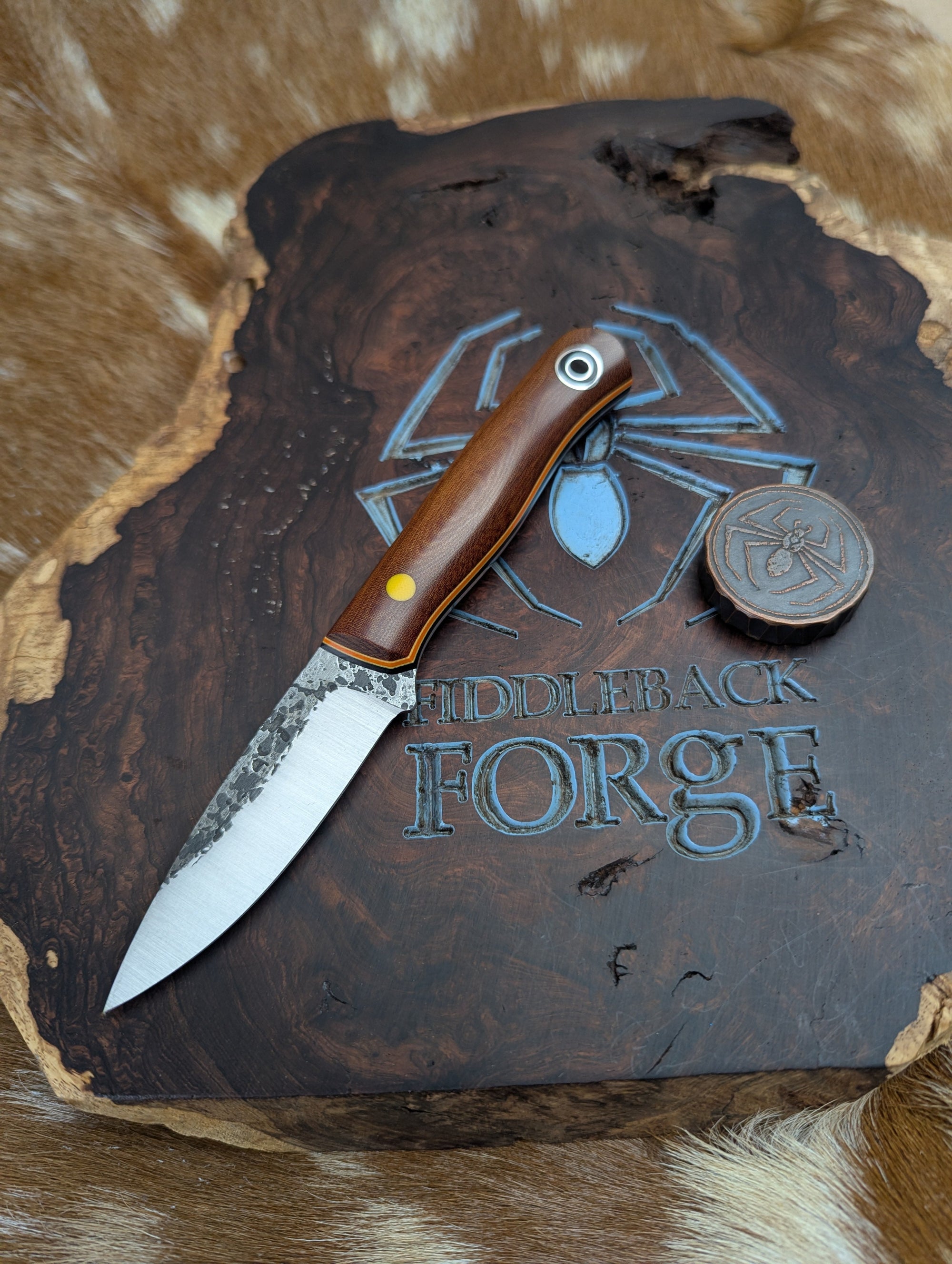 Fiddleback Forge Hiking Buddy - Vintage Double Striped Linen - Tapered A2 Steel
