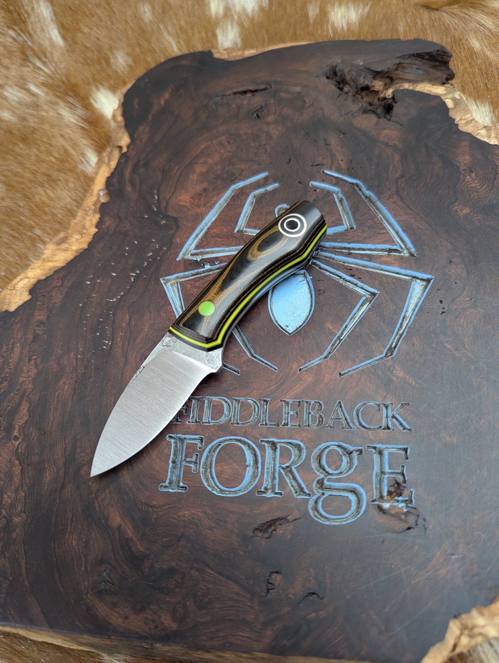 Fiddleback Forge Lil' Snowbill - Vintage OD and Black Linen - Tapered 1084 Steel