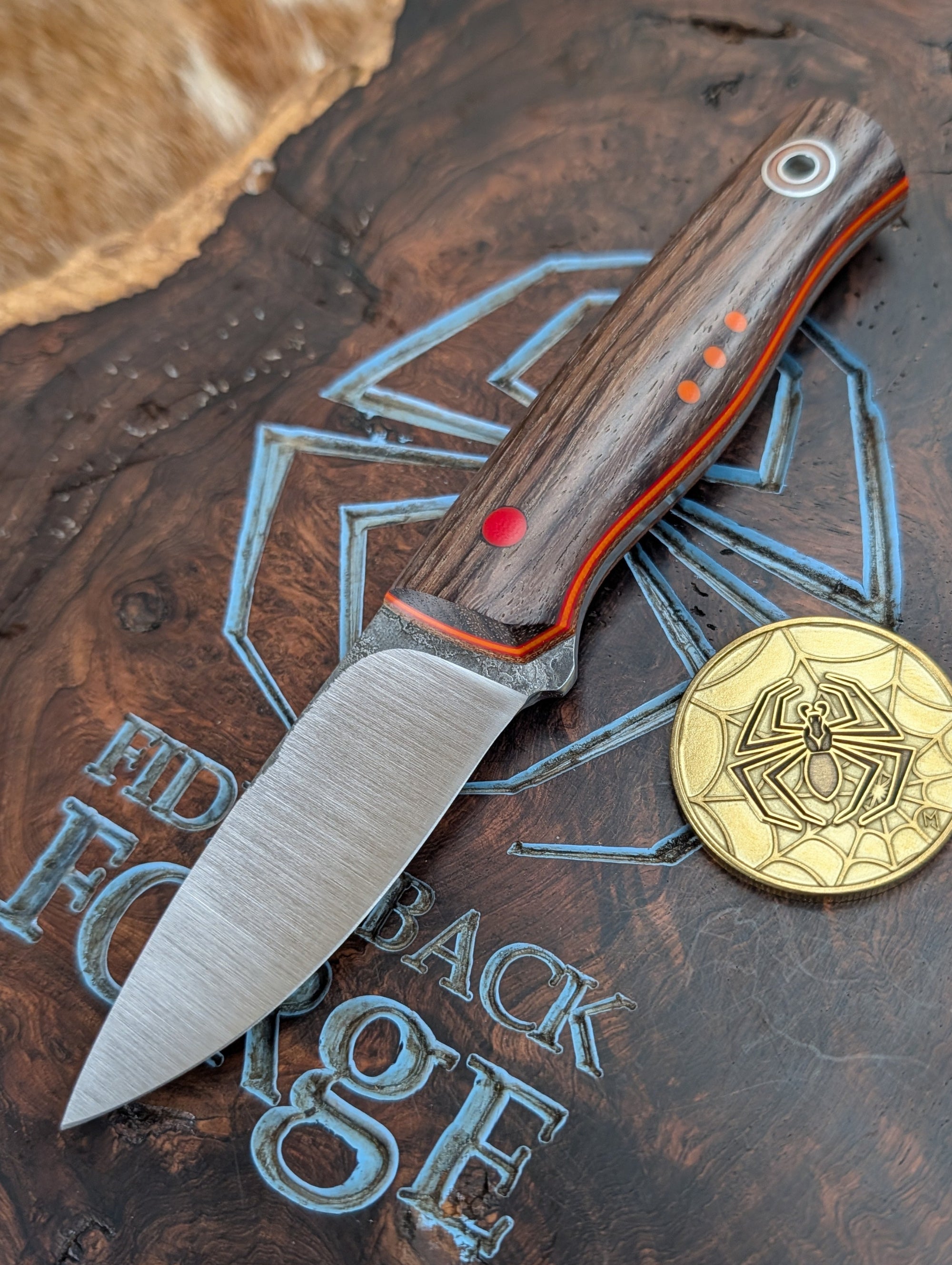 bubuguri Fiddleback Forge Bushnub II - East Indian Rosewood - Tapered A2 Steel