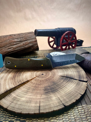 Darlington Steelcraft Gideon's Tanto - Green Linen Micarta - Tapered A2 Steel