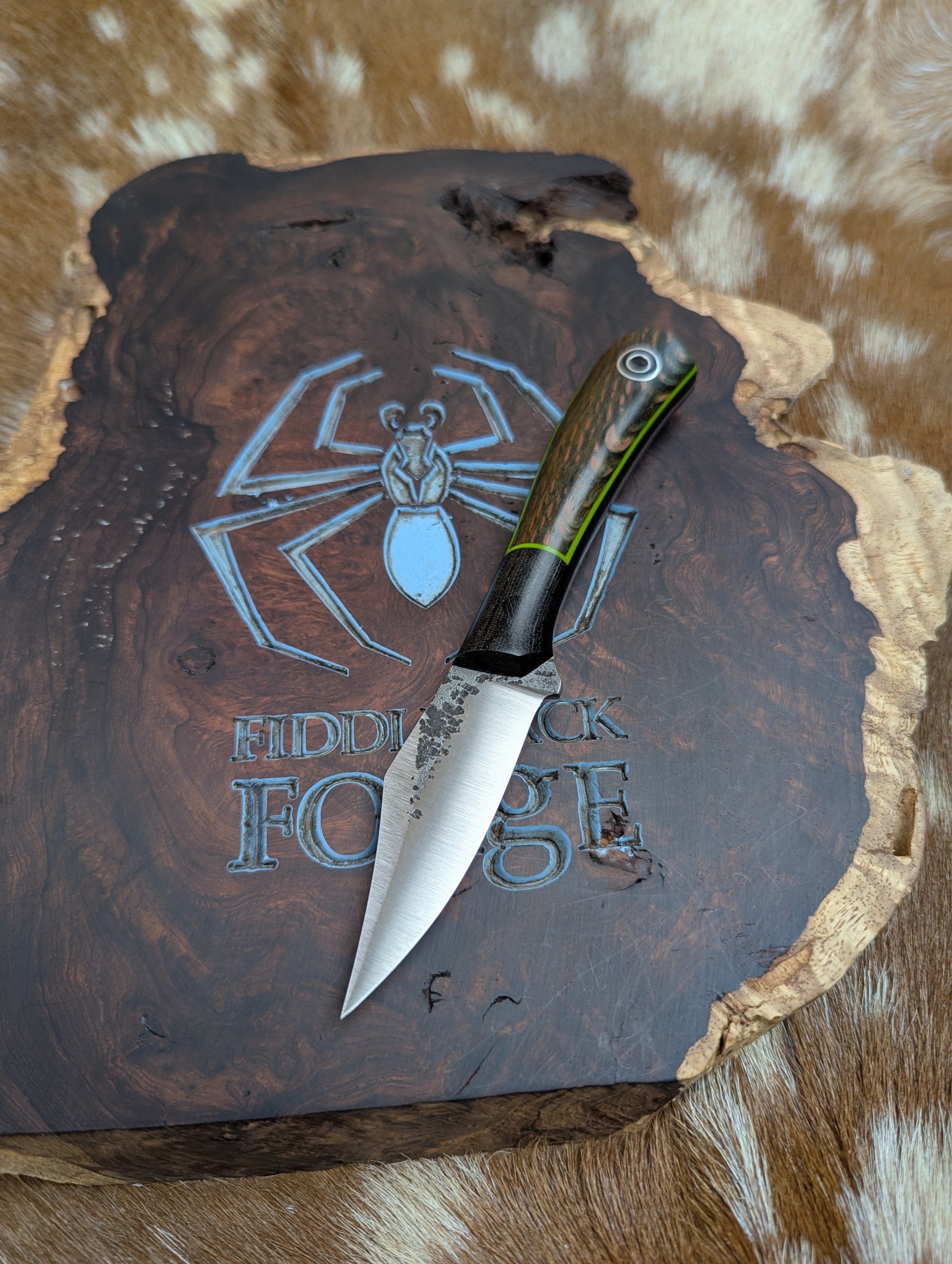 Lonestar EDC - Stabilized and Dyed Leopardwood - Tapered Magnacut Steel