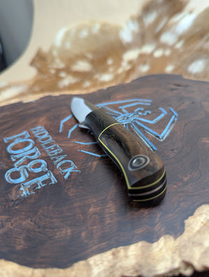 Fiddleback Forge Hiking Buddy - Bolstered Zircote - Tapered A2 Steel