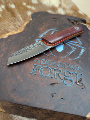 Fiddleback Forge Shaman - Red Brick Burlap Micarta - Tapered A2 Steel
