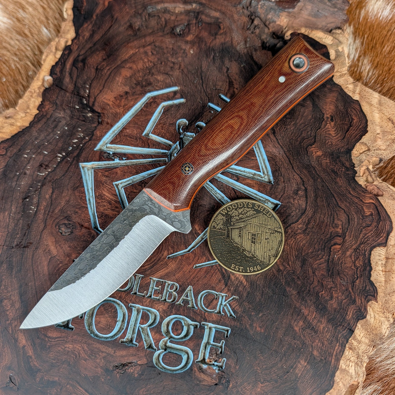 Fiddleback Forge Big Chicken - Vintage Canvas Micarta - Tapered A2 Steel