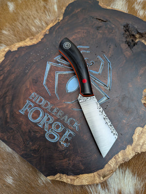 New!!! Fiddleback Forge Bow Legged Belt Knife II - Black Canvas - Tapered 1084 Steel
