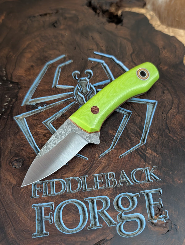 Fiddleback Forge Lil' Snowbill - Tree Frog Linen Micarta - Tapered Nit