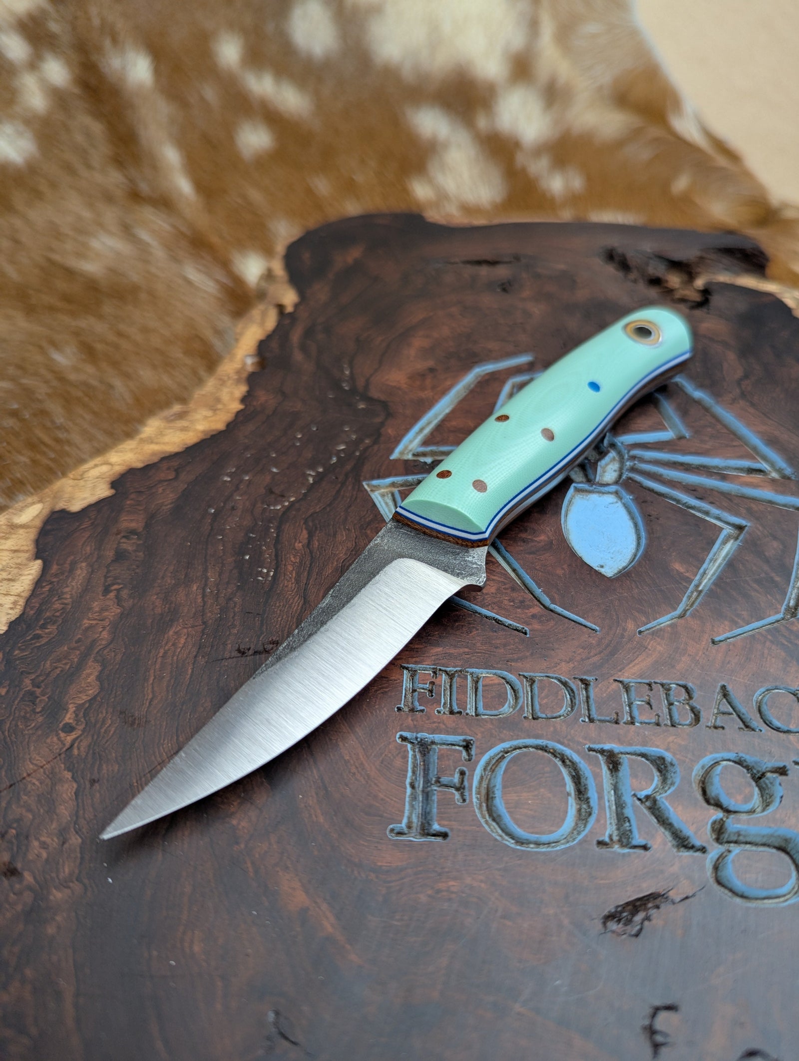 F2 (Fish and Fowl) w Tiffany Blue G10 on Magnacut