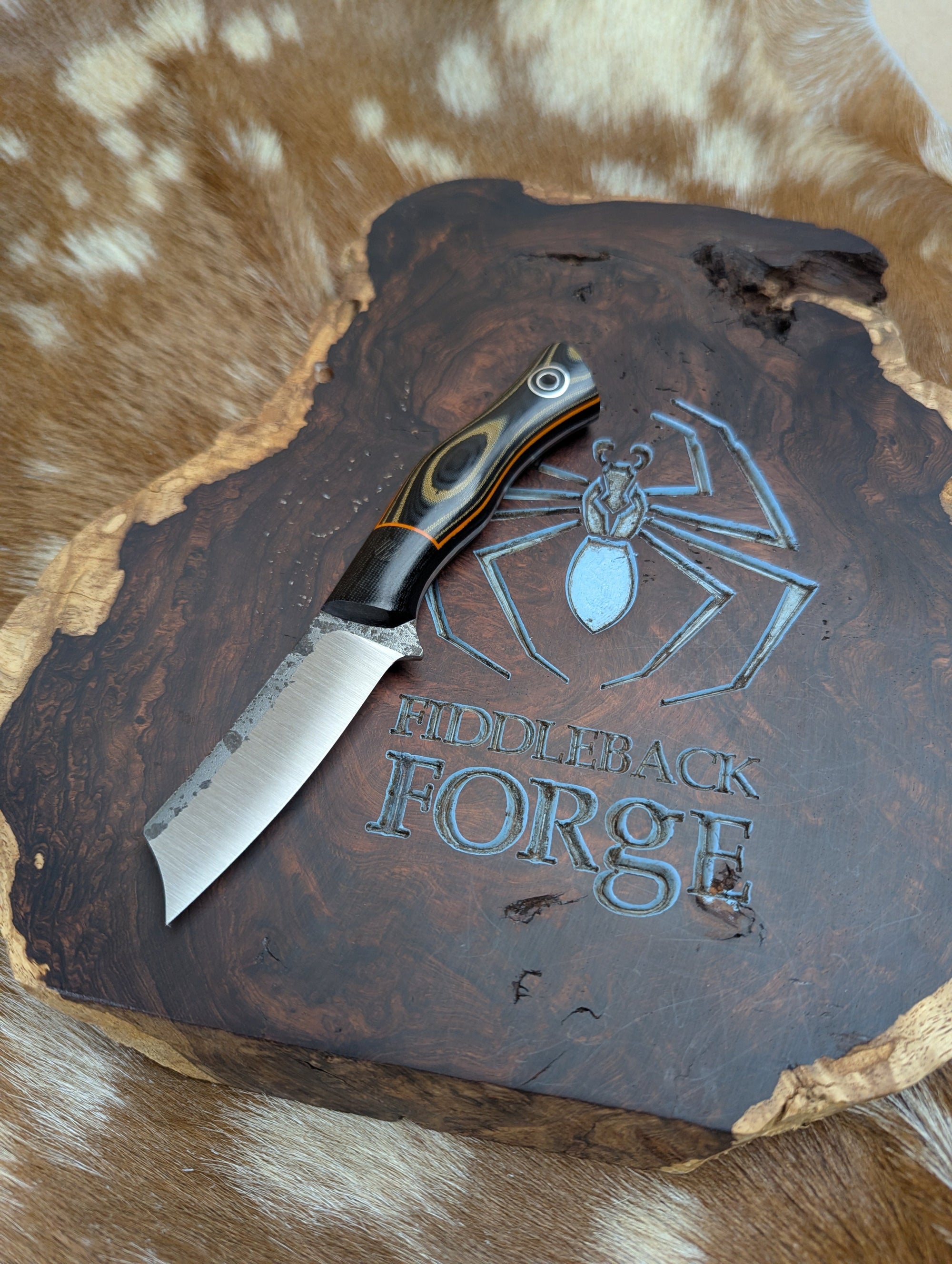 Fiddleback Forge Rebel - Bolstered Vintage Black and OD Linen - Tapered Magnacut Steel (Copy)
