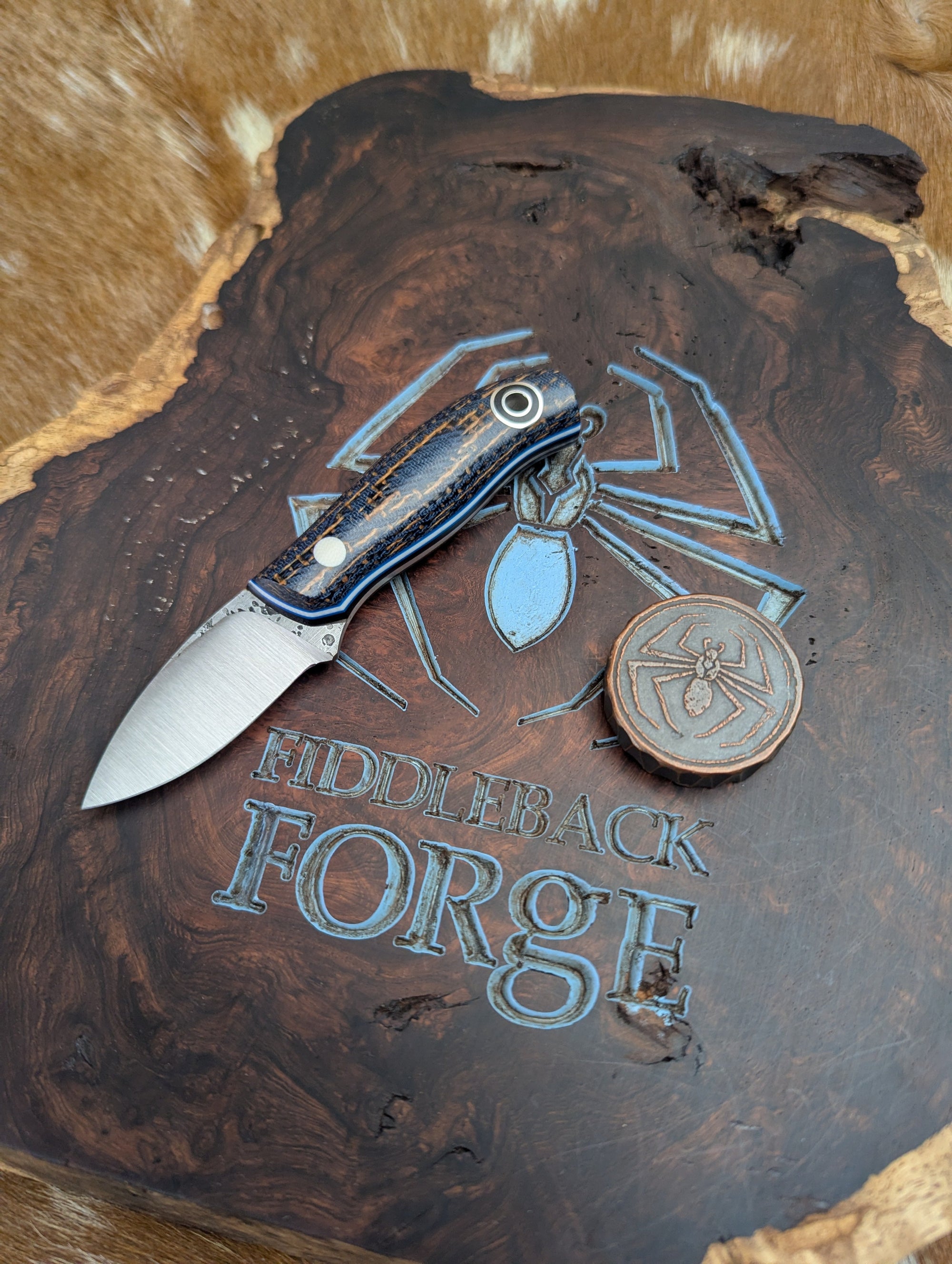 Fiddleback Forge Runt - Blue Jean Burlap - Tapered 1084 Steel
