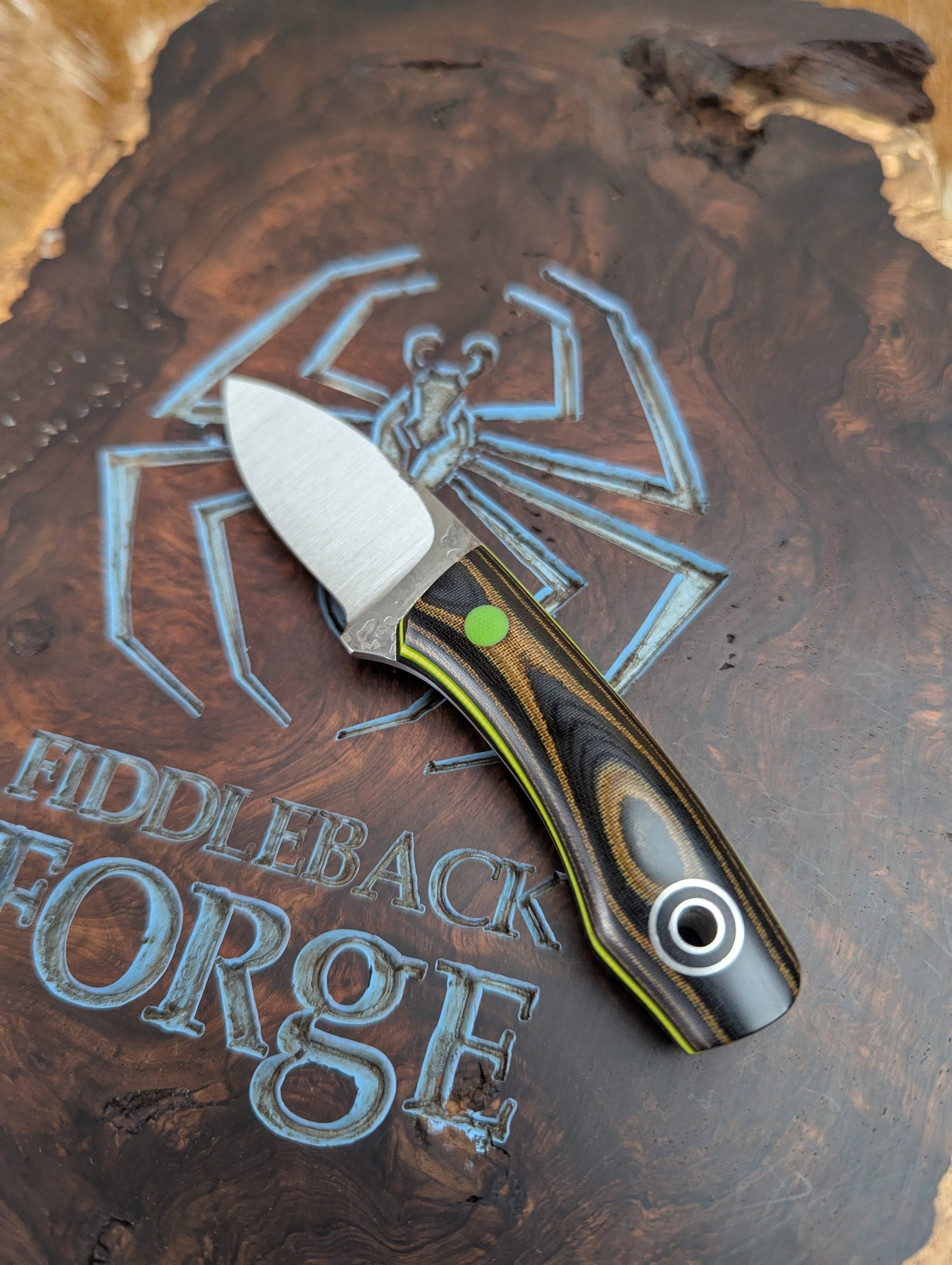 Fiddleback Forge Lil' Snowbill - Vintage OD and Black Linen - Tapered 1084 Steel